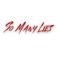 the logo for so many lies on a black background